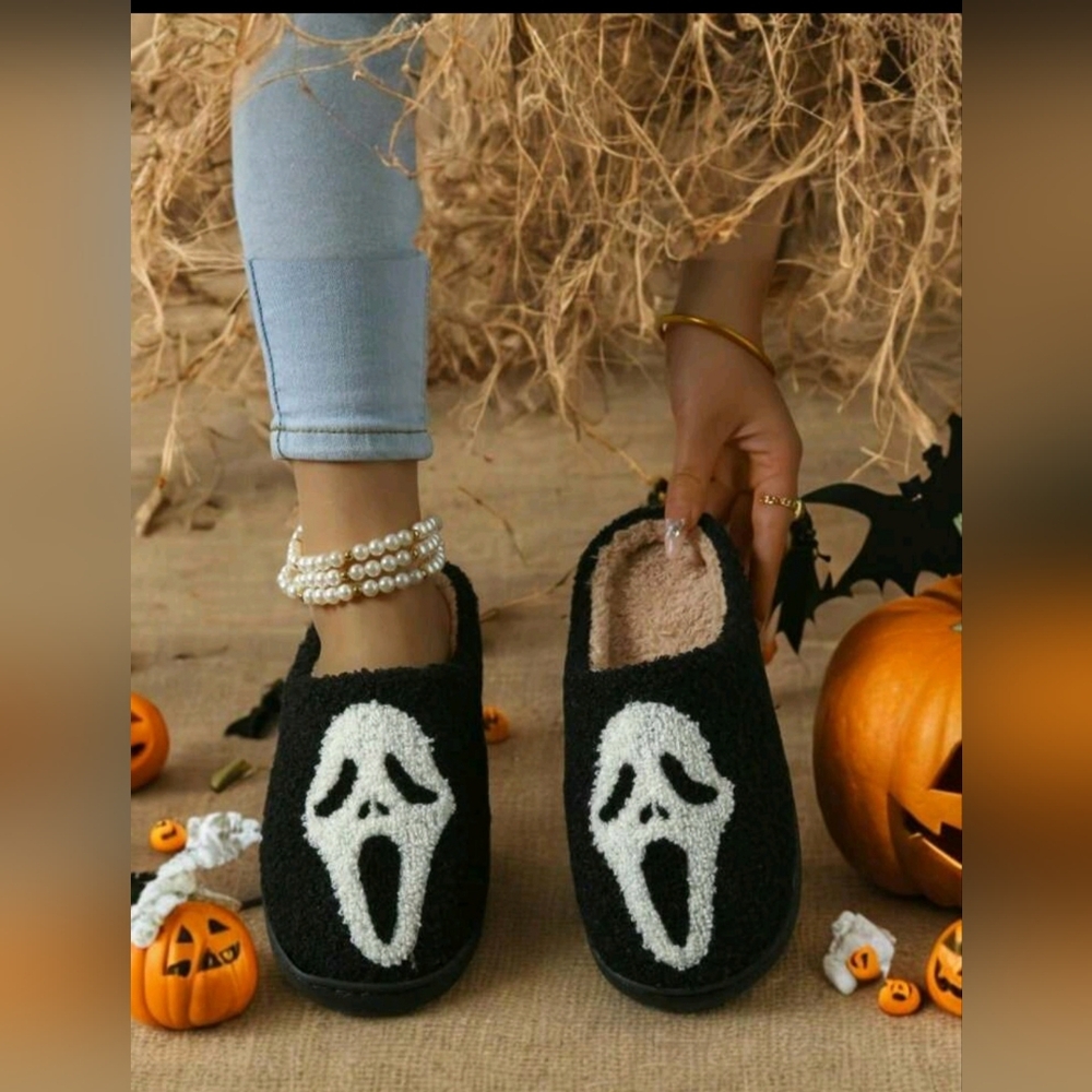 Black and White Ghost Slippers